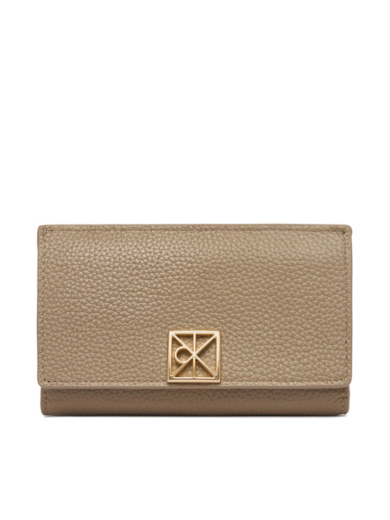 Calvin Klein Denarnica Calvin Klein Emblem Hw Pebble Snap Cardholder LV04F1127G Bež