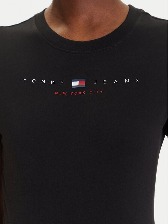 Tommy Jeans Tommy Jeans Póló Linear DW0DW21422 Fekete Slim Fit