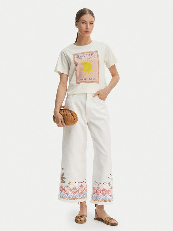 Weekend Max Mara Weekend Max Mara Camiseta Pantera 2615971032 Écru Regular Fit