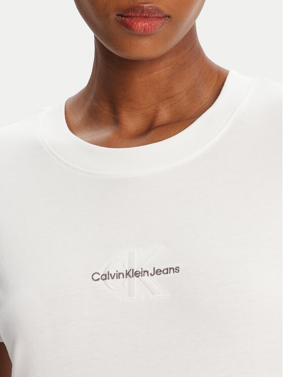 Calvin Klein Jeans Calvin Klein Jeans Majica Monologo J20J223563 Bela Slim Fit