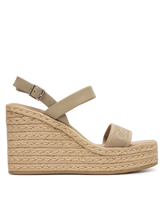 Calvin Klein Espadryle Calvin Klein Wedge Espad 70 Webbing Lth HW0HW02901 Beżowy