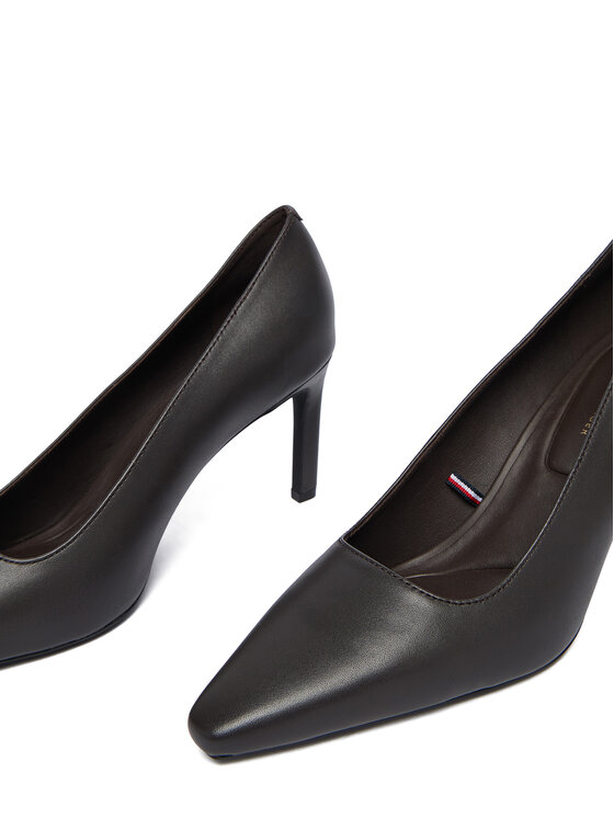 Tommy Hilfiger Salonke Tommy Hilfiger Th Logo Lth Pump Slanted Hl FW0FW09008 Crna
