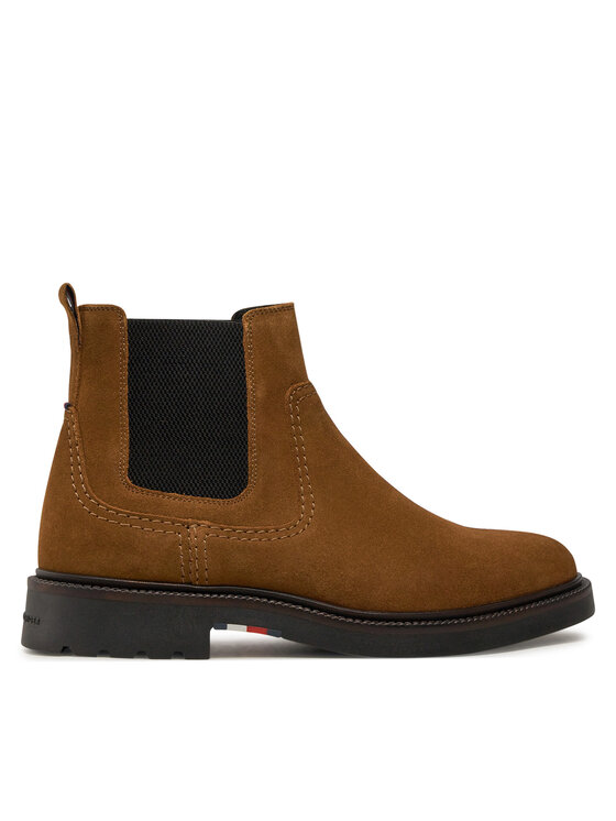 Tommy Hilfiger Μποτάκια με λάστιχο Tommy Hilfiger Light Hilfiger Suede Chelsea FM0FM05104 Καφέ