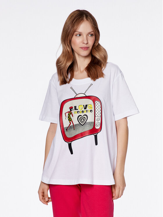 LOVE MOSCHINO LOVE MOSCHINO Футболка W4H8301M 3876 Білий Relaxed Fit