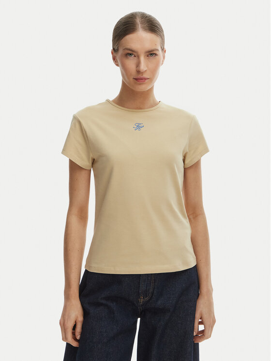 Tommy Hilfiger Tommy Hilfiger Camiseta WW0WW48710 Beis Slim Fit