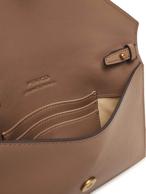 PINKO Kabelka PINKO Flat Purse Mini AI 25-26 PCPL 105347 A0F1 Hnědá