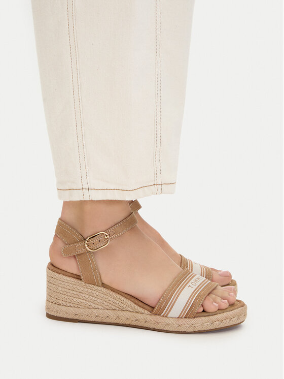 Tommy Hilfiger Espadryle Tommy Hilfiger Mid Wedge Espad Webbing FW0FW09230 Beżowy