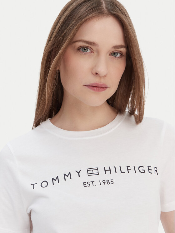 Tommy Hilfiger Tommy Hilfiger Majica Logo WW0WW40276 Bela Regular Fit