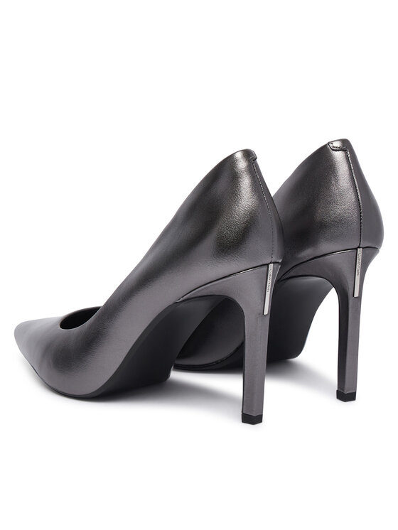Calvin Klein Szpilki Calvin Klein Ess Stiletto 90 Met Lth HW0HW03436 Szary ciemny