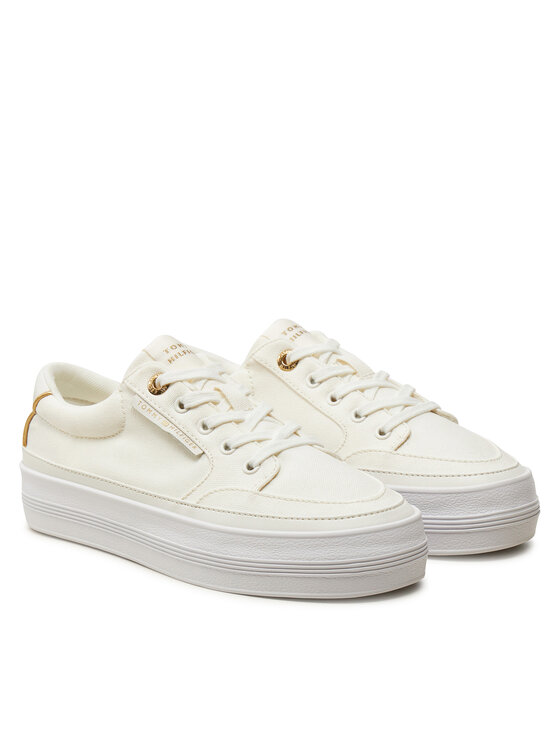 Tommy Hilfiger Laisvalaikio batai Tommy Hilfiger Essential Vulc Textile Sneaker FW0FW08323 Écru