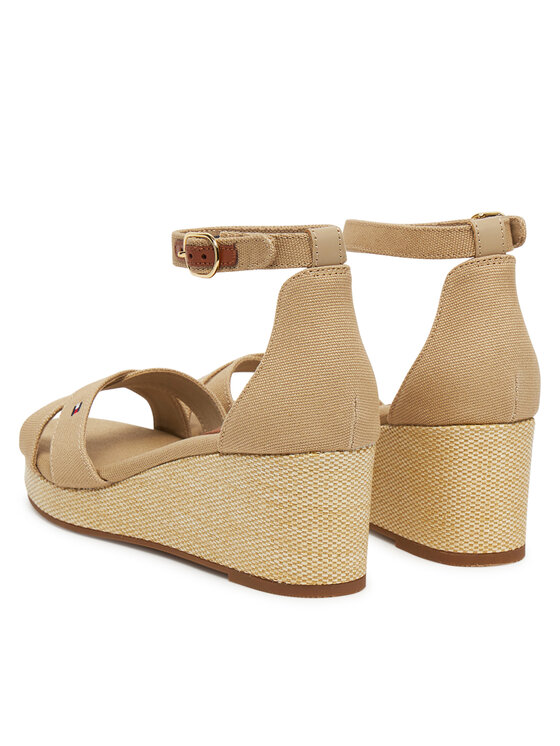 Tommy Hilfiger Espadrile Tommy Hilfiger Flag Criss-Cros Mid Wedge Espad FW0FW08481 Bež