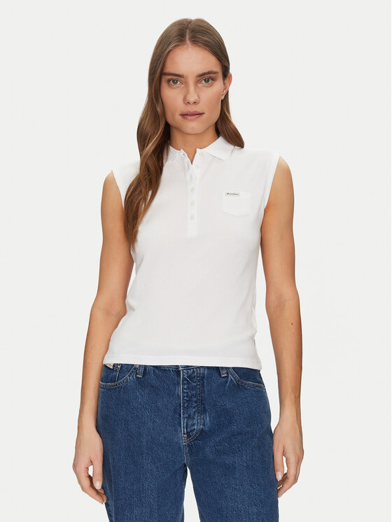 Guess Jeans Guess Jeans Polo marškinėliai W5GP24 KCYR1 Balta Regular Fit