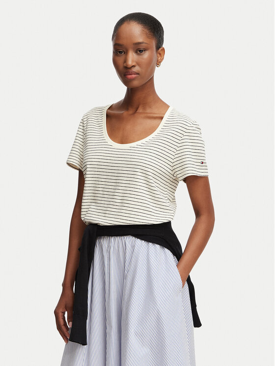 Tommy Hilfiger Tommy Hilfiger Camiseta WW0WW48705 Blanco Regular Fit