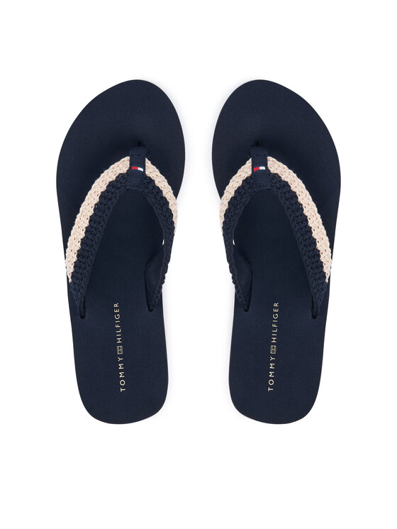 Tommy Hilfiger Žabky Tommy Hilfiger Th Wedge Crochet Summer Sandal FW0FW09420 Tmavomodrá