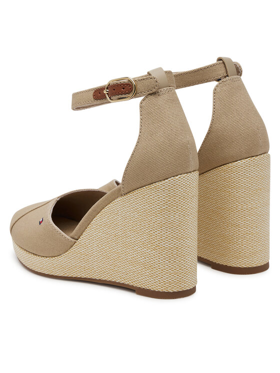 Tommy Hilfiger Polobotky Tommy Hilfiger Flag High Wedge Espad Closed Toe FW0FW08494 Béžová
