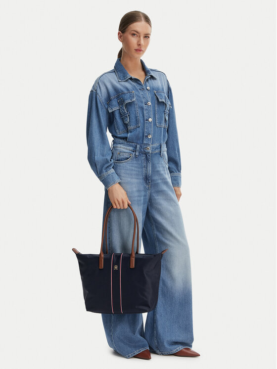 Tommy Hilfiger Soma Tommy Hilfiger Popette Tote Corp AW0AW17706 Tumši zils