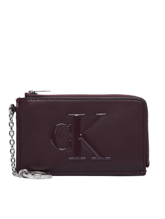 Calvin Klein Etui za ključe Calvin Klein Bold Ck L Zip Cardcase LV04F1280G Bordo rdeča