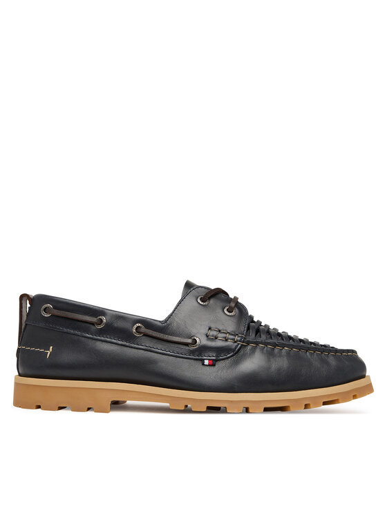 Tommy Hilfiger Pantofi Tommy Hilfiger Hilfiger Braided Lth Boat Shoe FM0FM05892 Bleumarin