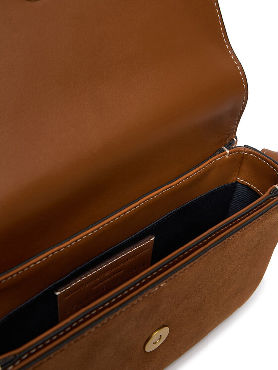Tommy Hilfiger Kabelka Tommy Hilfiger Script Leather Crossover Suede AW0AW19326 Hnědá