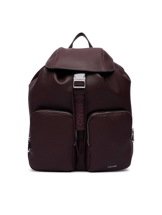 Calvin Klein Ruksak Calvin Klein Weebbing Strap Flap Backpack LV04F3645G Bordová