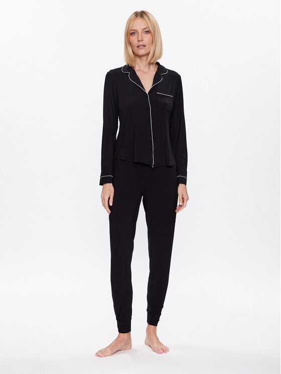 Hunkemöller Hunkemöller Maglietta del pigiama Jacket 201739 Nero Regular Fit