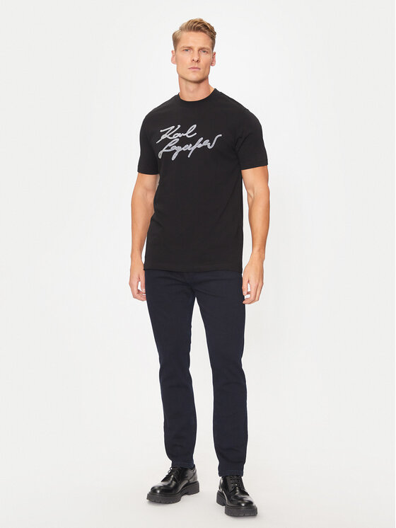 KARL LAGERFELD KARL LAGERFELD Marškinėliai 755048 544224 Juoda Regular Fit