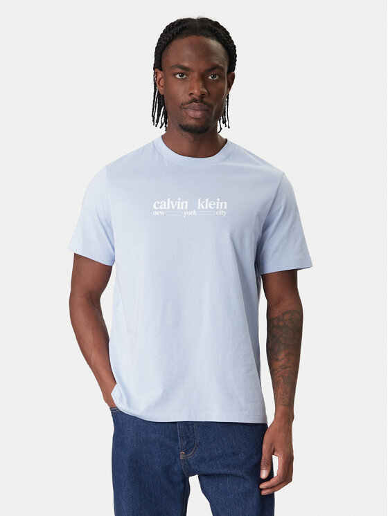 Calvin Klein Jeans Calvin Klein Jeans Póló NYC Graphic LV14RE831G Világoskék Regular Fit