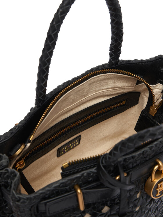 Tommy Hilfiger Kabelka Tommy Hilfiger American Icon Mini Tote Braided AW0AW18734 Čierna