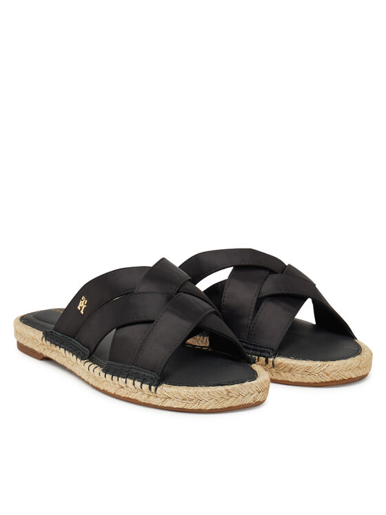 Tommy Hilfiger Espadrilky Tommy Hilfiger Satin Espadrille Mule FW0FW08502 Černá