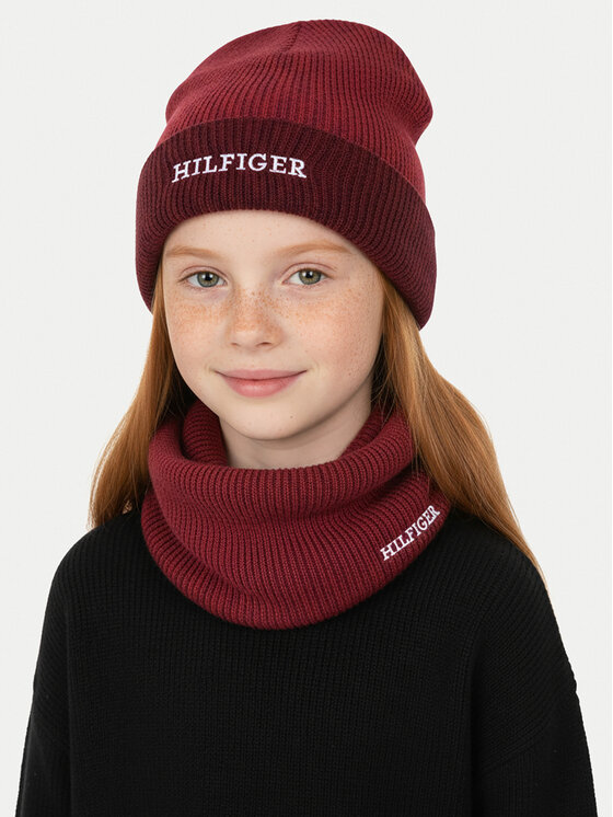 Tommy Hilfiger Set kapa i okrugli šal Tommy Hilfiger AU0AU01938 Crvena