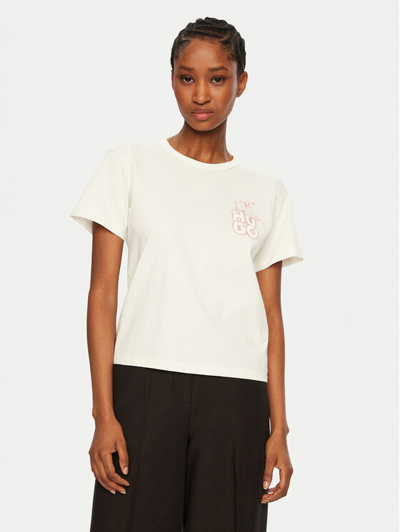 HUGO HUGO Majica Destrel_1 50534246 Écru Regular Fit