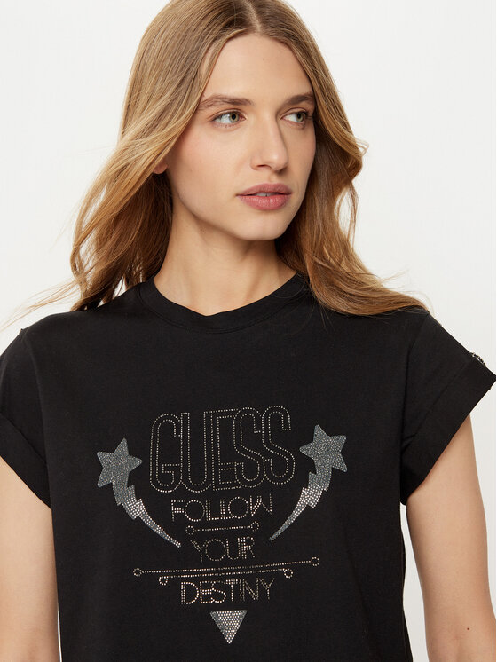 Guess Guess Футболка W5RI06 I3Z14 Чорний Regular Fit