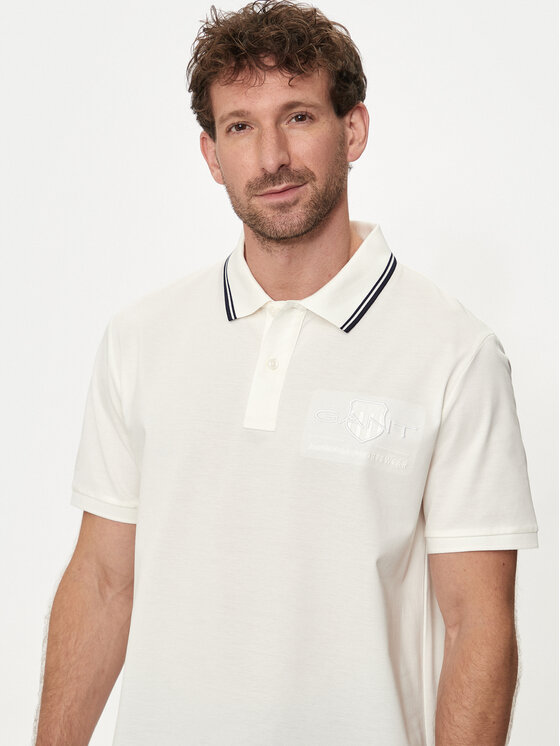 Gant Gant Polo majica Contrast 2013039 Écru Regular Fit