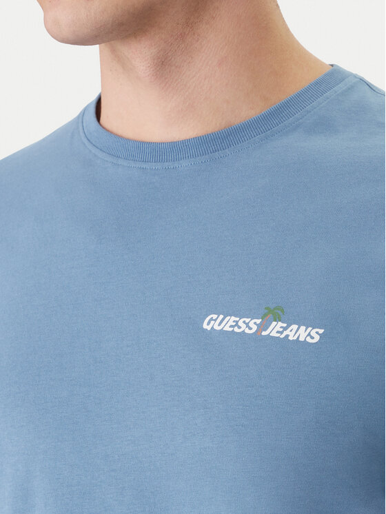 Guess Jeans Guess Jeans Marškinėliai M6GIC0 K8HM0 Mėlyna Regular Fit