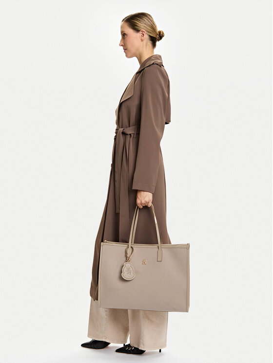 Tommy Hilfiger Borsetta Tommy Hilfiger Th City Large Tote Melton AW0AW18215 Beige