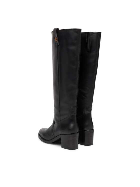 Tommy Hilfiger Cizme Tommy Hilfiger Riding Lthr Long Boot Block Heel FW0FW08777 Negru