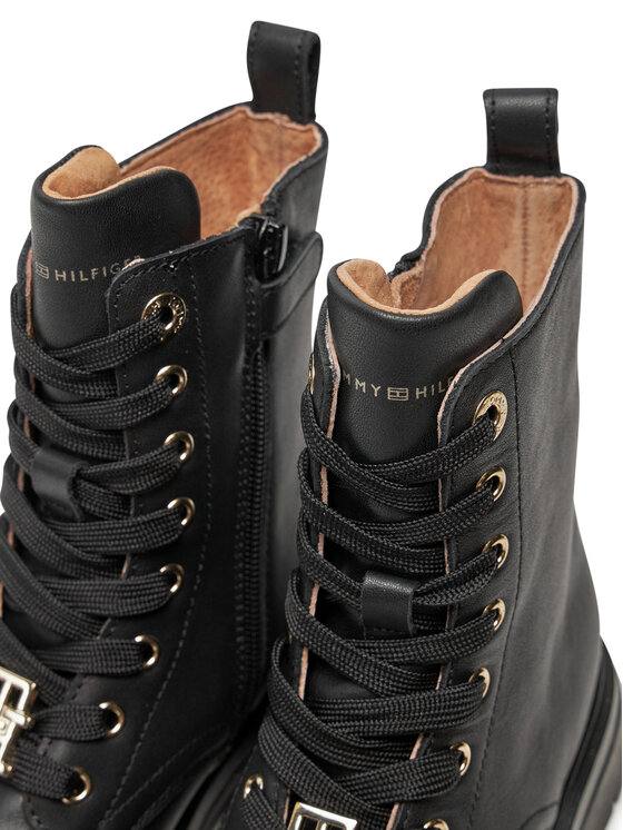 Tommy Hilfiger Trapper stila apavi Tommy Hilfiger Lace Up Bootie T3A5-33568-0092 M Melns