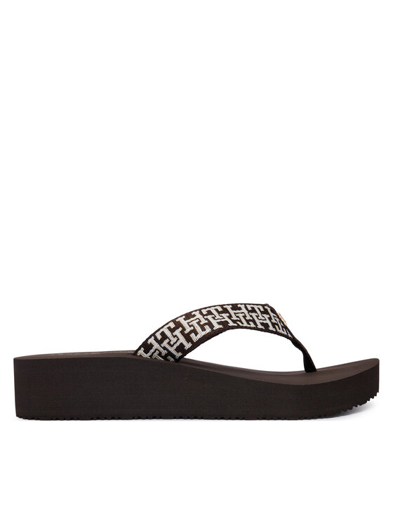Tommy Hilfiger Σαγιονάρες Tommy Hilfiger Mono Wedge Summer Sandal FW0FW09696 Καφέ