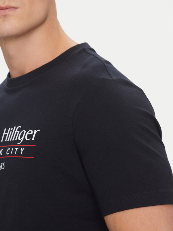 Tommy Hilfiger Tommy Hilfiger T-shirt Center Stack MW0MW38621 Blu scuro Regular Fit