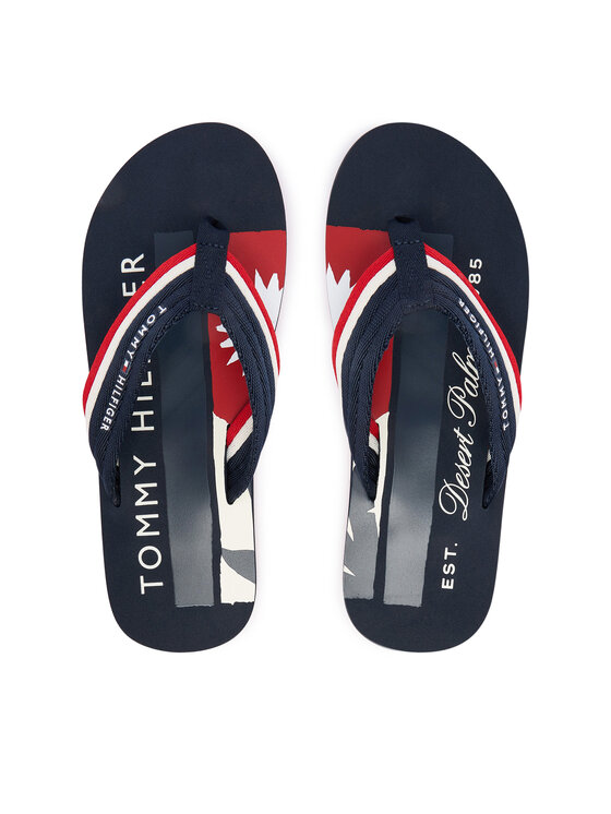 Tommy Hilfiger Japonki Tommy Hilfiger Patch Hilfiger Beach Sandal FM0FM05903 Granatowy