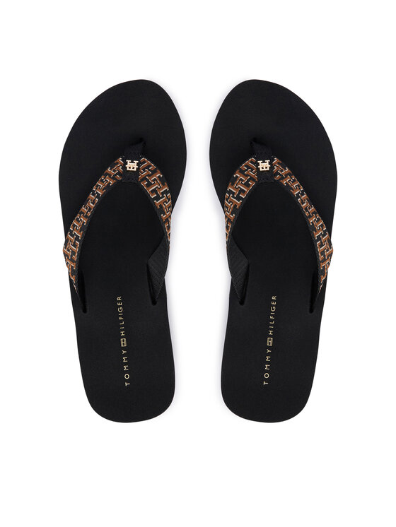 Tommy Hilfiger Flip flop Tommy Hilfiger Wedge Summer Sandal Mono FW0FW09698 Negru