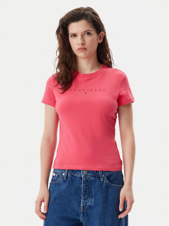 Tommy Jeans Tommy Jeans Marškinėliai Tonal Linear DW0DW20315 Rožinė Slim Fit
