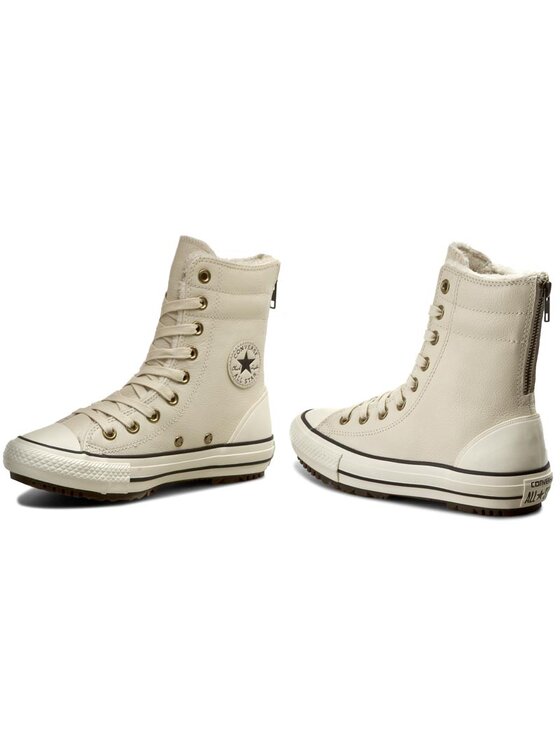 Plátěnky Converse Ctas Hi-Rise Boot Leather+Fur 553389C Bílá | Eobuv.cz