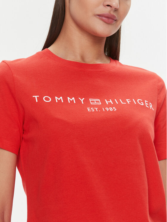 Tommy Hilfiger Tommy Hilfiger Camiseta Logo WW0WW40276 Naranja Regular Fit