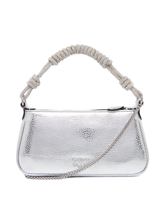 PINKO Ročna torba PINKO Half Moon Baguette Mini AI 25-26 PLTT 105915 A2WD Srebrna