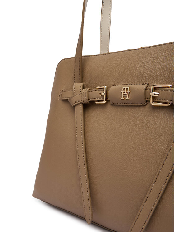 Tommy Hilfiger Kabelka Tommy Hilfiger Th Buckle Tote AW0AW19032 Béžová