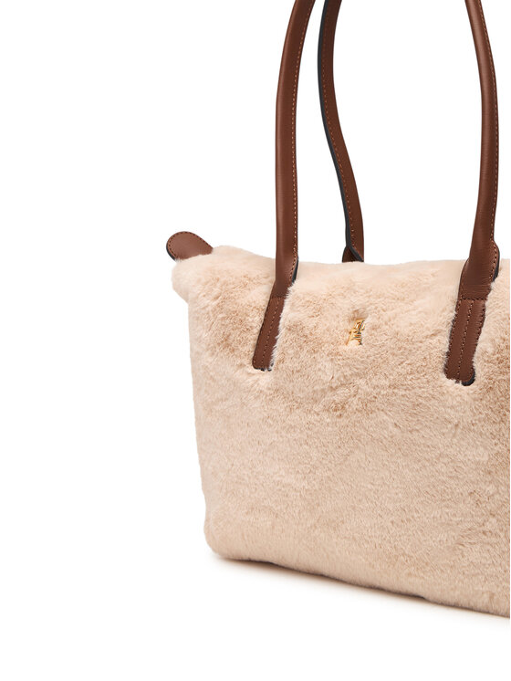 Tommy Hilfiger Torebka Tommy Hilfiger Popette East West Tote Faux Fur AW0AW19310 Beżowy jasny
