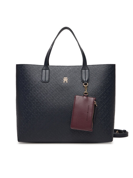 Tommy Hilfiger Ročna torba Tommy Hilfiger Th Icon Satchel Mono AW0AW18123 Mornarsko modra