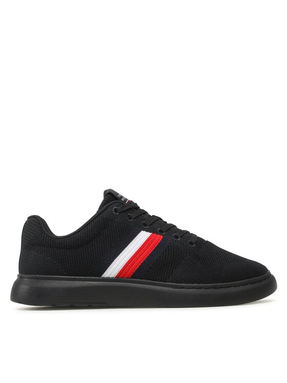 Tommy Hilfiger Сникърси Tommy Hilfiger Lightweight Cupsole Knit Stripes FM0FM04587 Черен