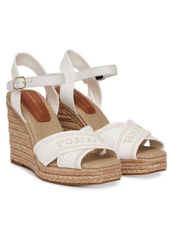 Tommy Hilfiger Espadrile Tommy Hilfiger Tommy Hilfiger Espad High Wedge FW0FW08668 Écru